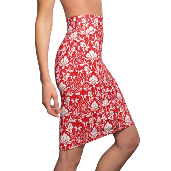 Women's Pencil Skirt Flora Red white (AOP) - Image 7