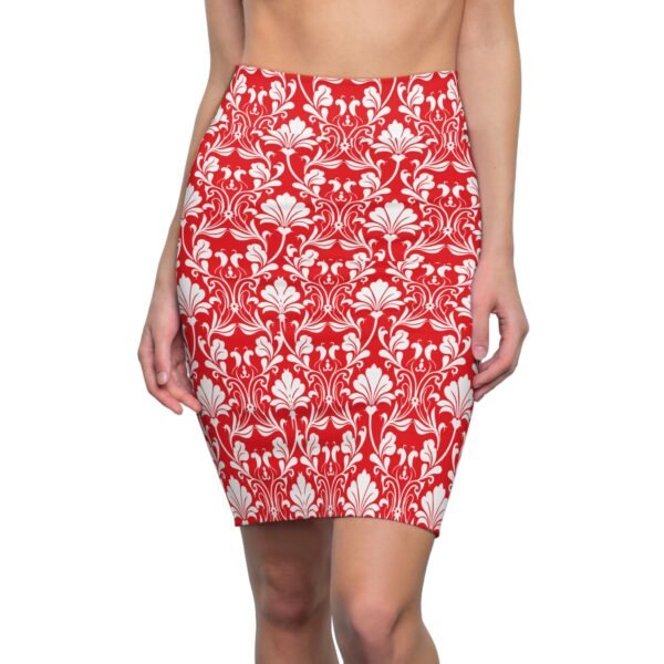 Women's Pencil Skirt Flora Red white (AOP)