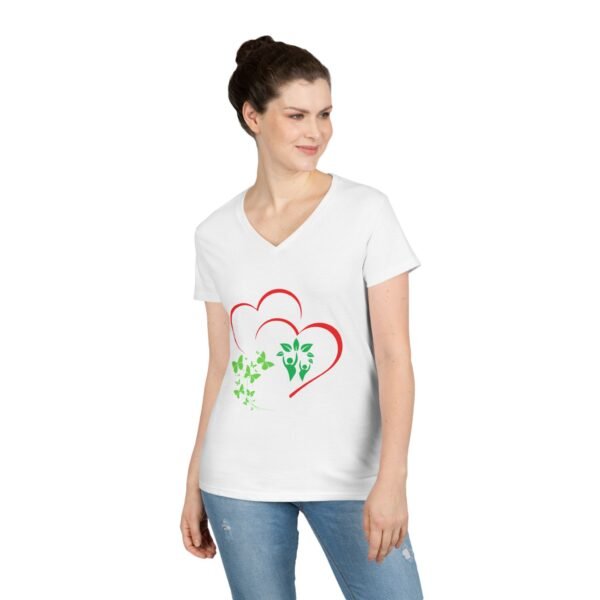 Women V-Neck T-Shirt love & green - Image 6