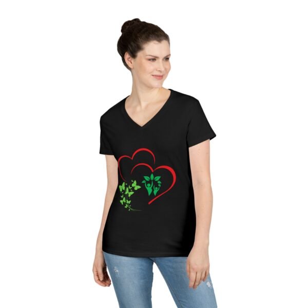 Women V-Neck T-Shirt love & green - Image 9