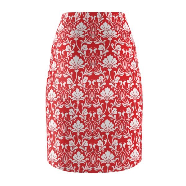 Women's Pencil Skirt Flora Red white (AOP) - Image 3