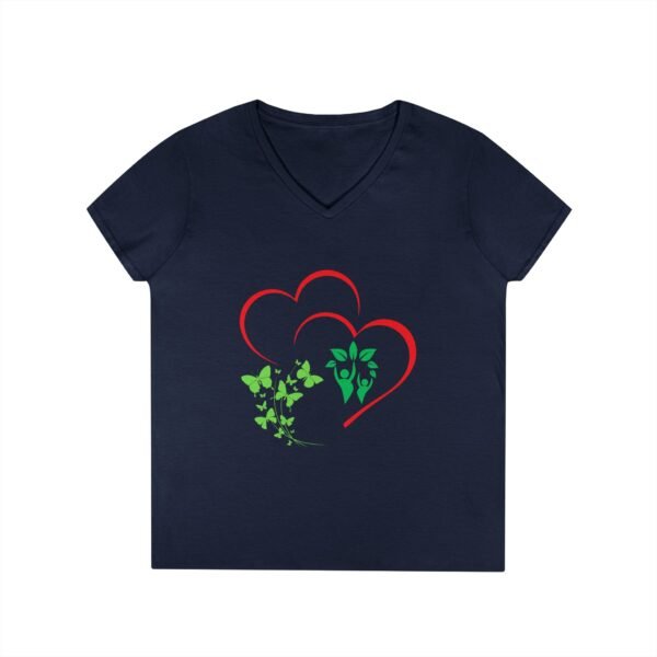 Women V-Neck T-Shirt love & green