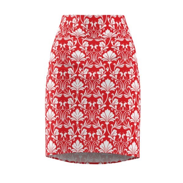 Women's Pencil Skirt Flora Red white (AOP) - Image 2