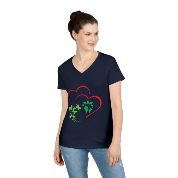 Women V-Neck T-Shirt love & green - Image 3