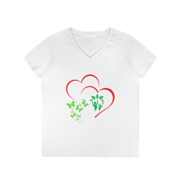 Women V-Neck T-Shirt love & green - Image 4