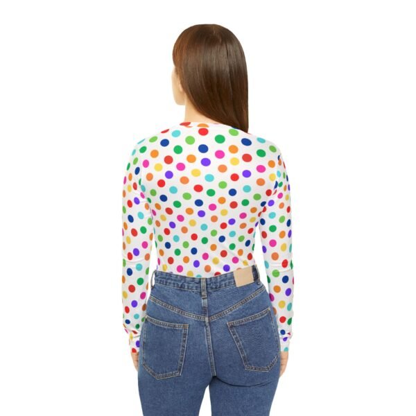 Women's Long Sleeve V-neck Shirt Colorful Dots - Image 2