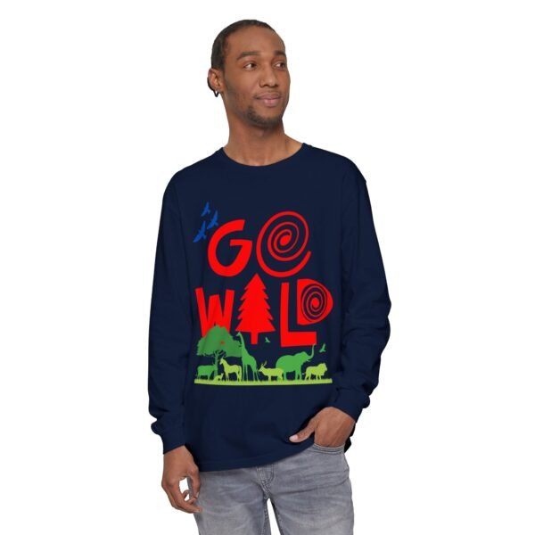 Men Garment-dyed Long Sleeve T-Shirt Go wild - Image 91