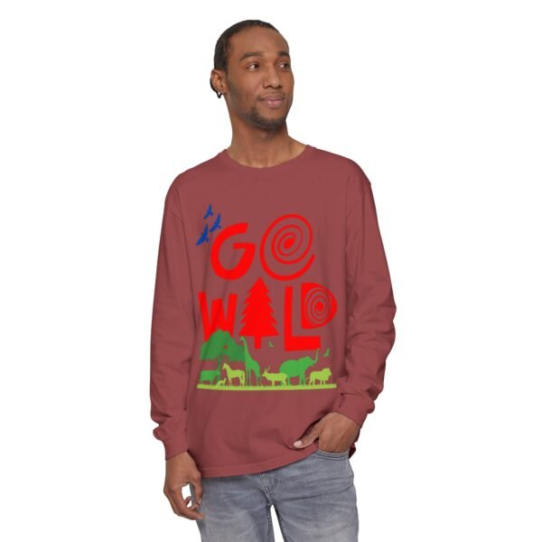 Men Garment-dyed Long Sleeve T-Shirt Go wild - Image 15
