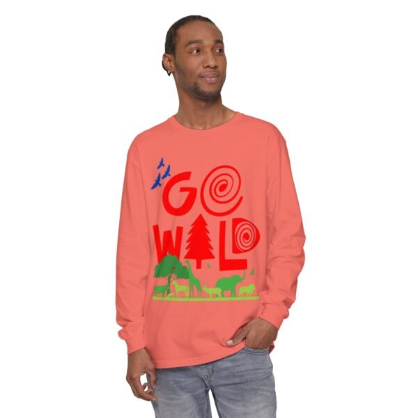 Men Garment-dyed Long Sleeve T-Shirt Go wild - Image 11